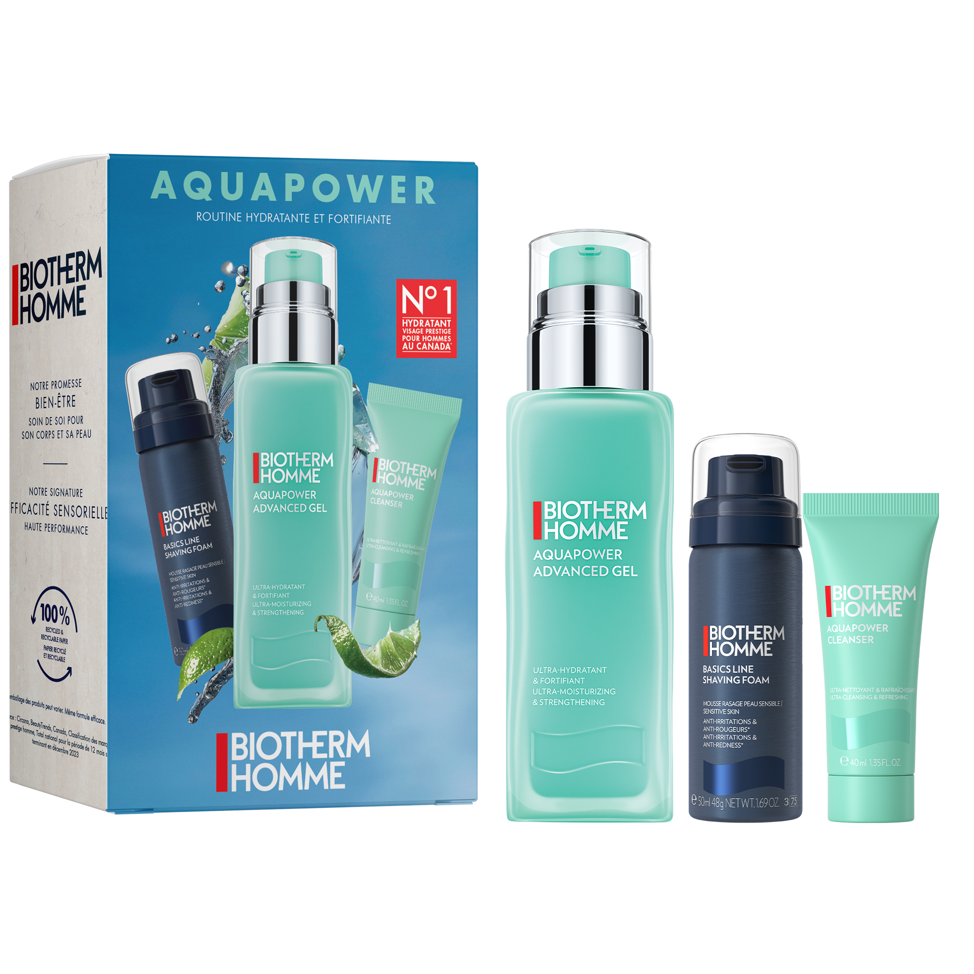 Biotherm Homme Aquapower Lotion＆Gel セット AQUAPOWER ADVANCED GEL HYDRATION SET ($72 VALUE) | Biotherm US